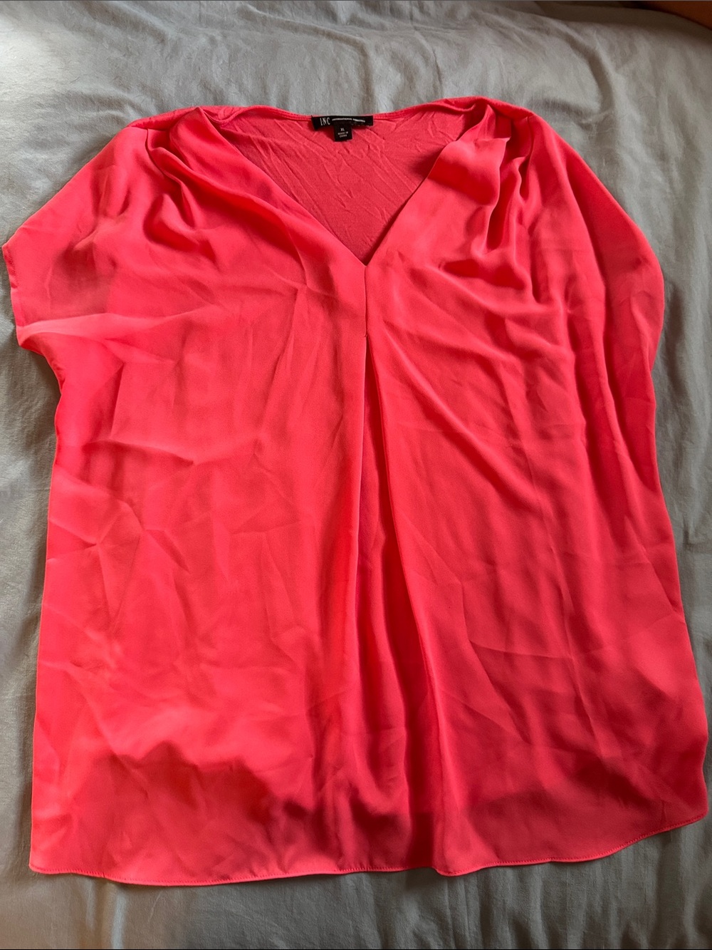 INC International Concepts Coral-Red V-Neck Blouse